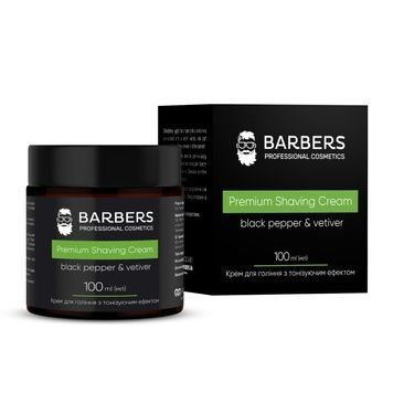 Крем для гоління з тонізуючим ефектом Barbers Black Pepper-Vetiver 100 мл 4823109411821 фото